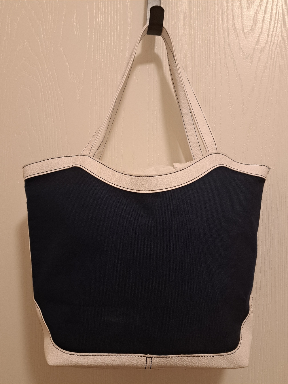 Estee Lauder Navy And White Canvas And Faux Leather Tote Bag Clean Classic Coast